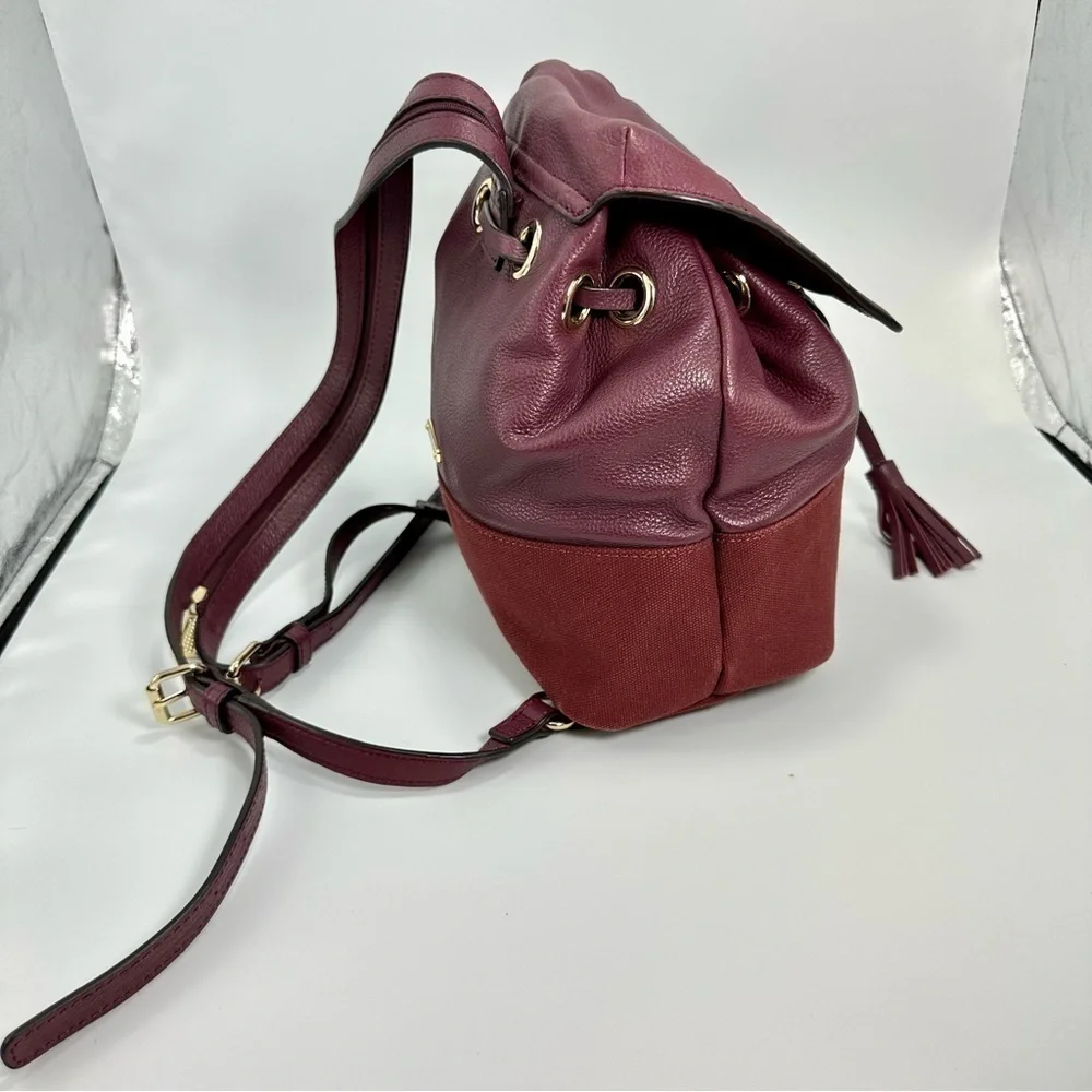 Rebecca Minkoff burgundy mansfield leather backpack with tassels